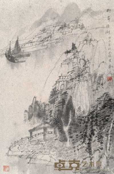 常进 2003年作 柳岸待潮 镜心 68×45cm